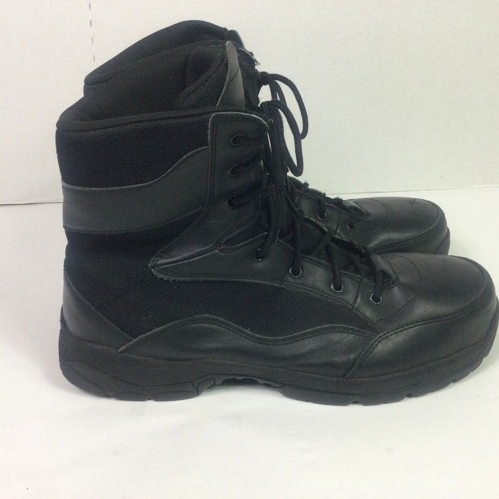 INTERCEPTOR Men's Sz 14 Black Leather Force Tactical Steel Safety Toe Work Boots
